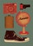 Vector grunge set of retro things for traveler. Vector illustration.