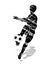 Vector grunge silhouette soccer player