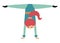 Vector gymnast girl making a hand stand and split. Cute funny acrobat. Circus or sport artist clipart. Amusement holiday icon.