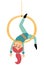 Vector gymnast girl making a trick on hoop. Cute funny acrobat. Circus or sport artist clipart. Amusement holiday icon. Festival