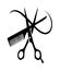 Vector Hairdressers silhouettes scissors , hair , comb