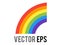 Vector half of a full rainbow icon, showing six bands of color red, orange, yellow, green, blue, violet