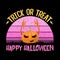 vector Halloween funky rock n roll style cartoon carved pumpkin character isolated on sunset background. Happy halloween