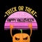 vector Halloween funky rock n roll style cartoon carved pumpkin character isolated on sunset background. Happy halloween