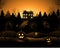 Vector Halloween haunted house background
