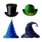 Vector Halloween headdress - top hat, bowler, cap