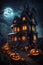 Vector Halloween houses anime fantasy wallpaper