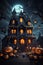 Vector Halloween houses anime fantasy wallpaper