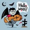 Vector Halloween, Vampire with coffin Cartoon Illustration.