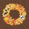 Vector Halloween wreath with pumpkin and bats