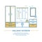 Vector hallway interior design brochure cover in line style. Flyer home decoration. Business presentation minimalistic