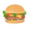Vector Hamburger. Classic Burger. American food. Fast food cheeseburger.