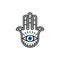 Vector Hamsa Hand and evil eye amulet.