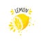 Vector hand draw lemon illustration. Half of lemons with juice splashes isolated on white background. Textured yellow