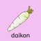 Vector hand draw vegetable - daikon (white radish)