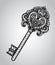 Vector hand drawn antique ornate key