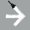 Vector hand-drawn arrow symbol created with paintbrush, direction sign. Brushed cursor black and white illustration, next concept.