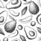 Vector hand drawn avocado seamless pattern.