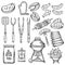 Vector Hand drawn barbecue icons set.