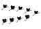 Vector hand drawn black crane birds set