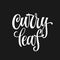 Vector hand drawn calligraphy style lettering word - Curry leaf.