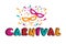 Vector hand drawn carnival text for carnaval party invitation, Brazil or Venetian event, Mardi Gras concept, festival or
