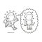 Vector hand-drawn cartoon of running man dreaming of losing weight thought bubble