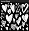 Vector hand drawn chalk collection of grunge hearts