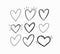 Vector hand-drawn childlike doodle heart icons set