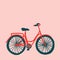 Vector hand drawn city red bike in flat style. Bicycle with step-through frame