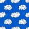 Vector hand drawn clouds over the blue sky seamless pattern