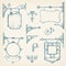 Vector hand drawn collection of vintage signboards, bracket and