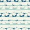 Vector hand drawn colored childish seamless repeating simple flat pattern with whales in scandinavian style. Cute baby