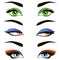 Vector hand drawn colored woman eyes