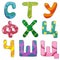 Vector hand drawn colorful russian cyrillic alphabet on white background