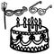 Vector hand drawn doodle birthday set, birthday cake, decorative glasses