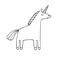Vector hand drawn doodle outline unicorn