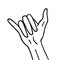 Vector hand drawn doodle Shaka surfing sign