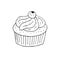 Vector hand drawn doodle sketch cupcake