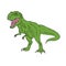 Vector hand drawn doodle sketch green tyrannosaur dinosaur on white background