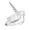 Vector hand drawn doodle sketch unicorn skull