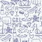 Vector hand drawn drawing doodle seamless pattern with the inscription `Girl`s power` and female things