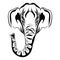 Vector hand drawn elephant mammoth on a white background.