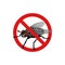 Vector hand drawn engraved  isolated illustration of fly. Prohibited insect, stop, warning, forbidden, no, ban bug sign. Detailed