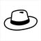 Vector hand drawn fedora hat outline doodle icon. Trilby sketch illustration for print, web, mobile and infographics