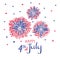 Vector hand drawn fireworks for 4th of july. American independence day card.