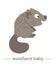 Vector hand drawn flat baby beaver. Funny woodland animal icon.