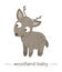 Vector hand drawn flat baby deer. Funny woodland animal icon.