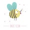 Vector hand drawn flat flying bumblebee. Funny woodland insect icon. Cute forest animalistic illustration for childrenâ€™s design