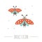 Vector hand drawn flat flying ladybugs. Funny woodland insect icon. Cute forest animalistic illustration for childrenâ€™s design,